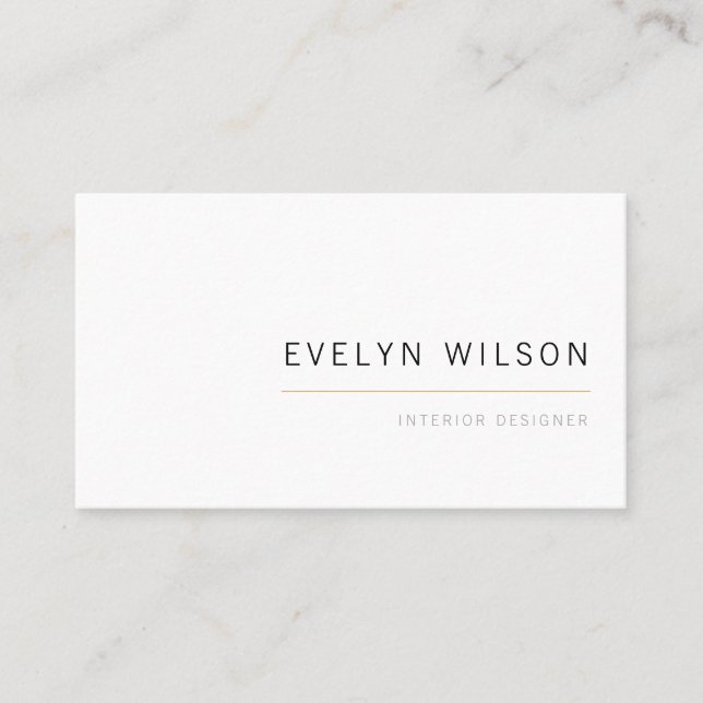 White & Gold Elegant Simple Modern Minimalist  Business Card (Front)