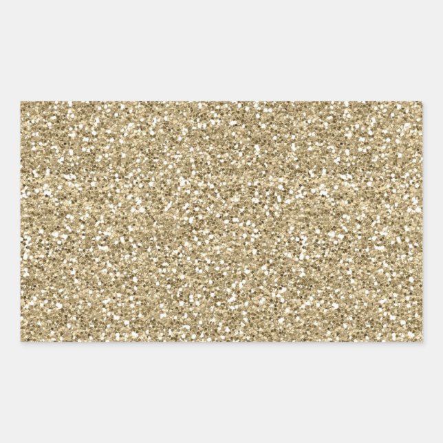 White Gold Faux Glitter Wrapping Paper Rectangular Sticker (Front)