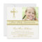 White Gold First Holy Communion Photo Invitation