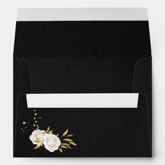 white gold floral black wedding envelope (Back (Bottom))
