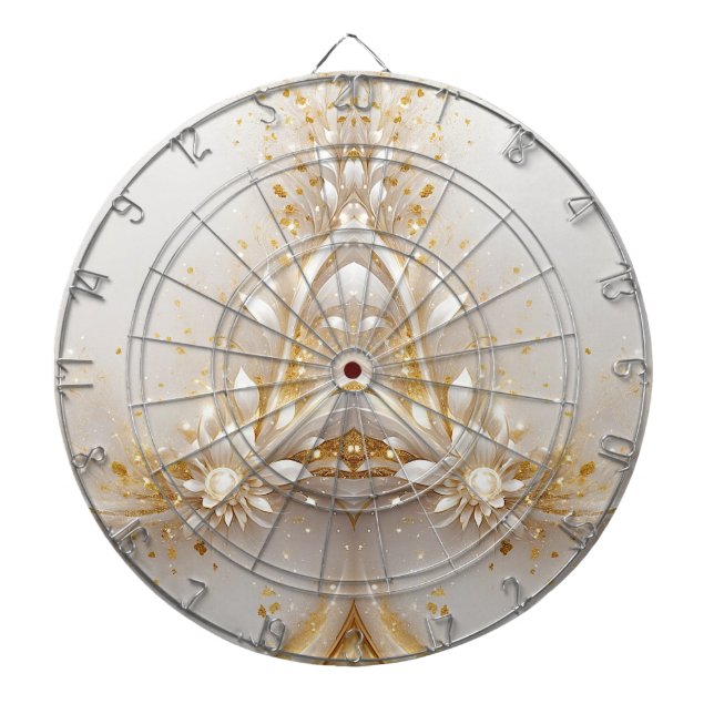 White Gold Floral Dartboard (Front)