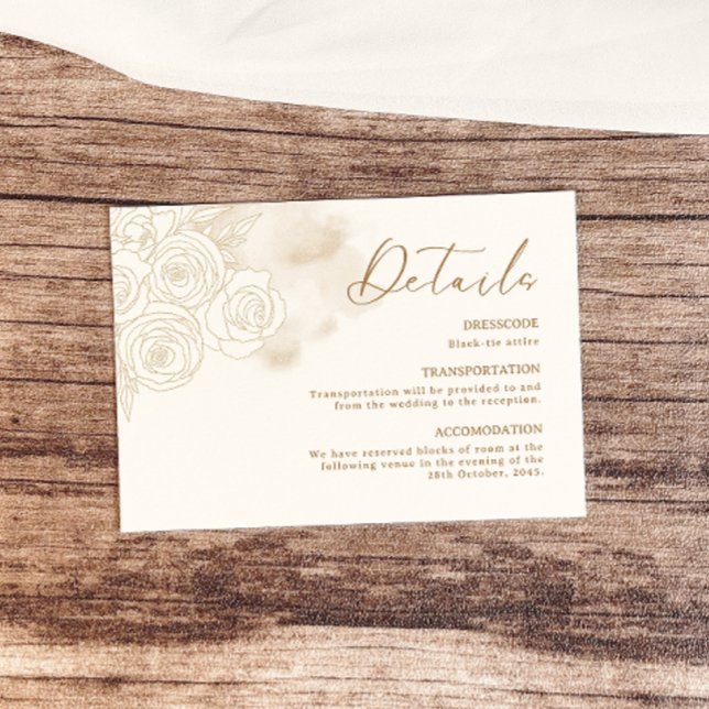 White Gold Floral Elegant Wedding Details Enclosure Card (Creator Uploaded)