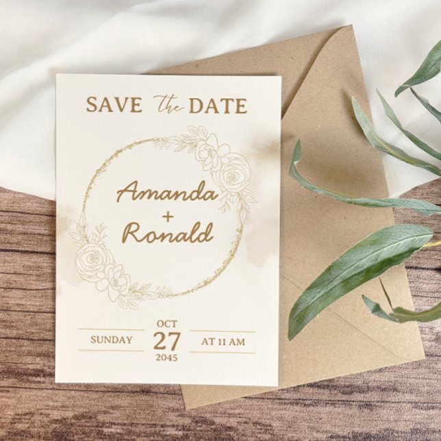 White Gold Floral Elegant Wedding Save The Date (Creator Uploaded)