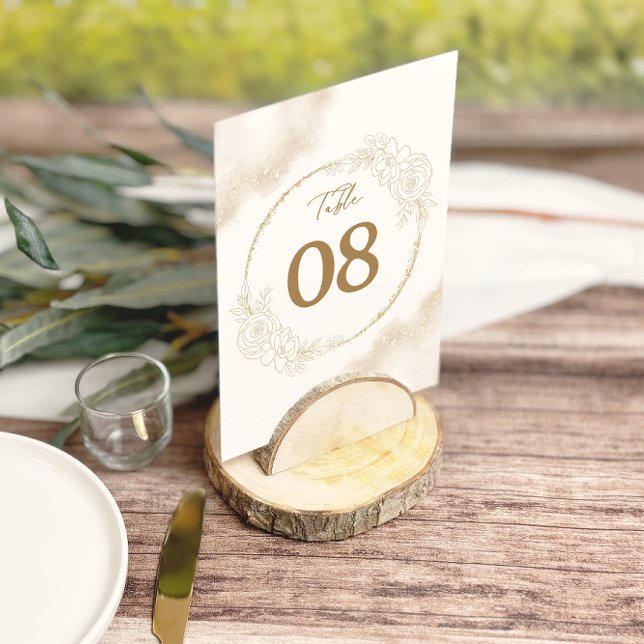 White Gold Floral Elegant Wedding Table Numbers (Creator Uploaded)
