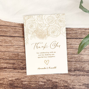 White Gold Floral Elegant Wedding Thank You Card