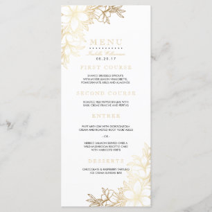 White & Gold Floral Engagement Party Menu