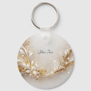 White Gold Floral Keychain