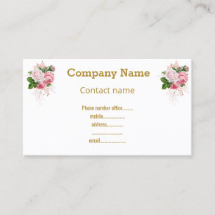 WHITE GOLD FLORAL MODERN BUSINESS CARD