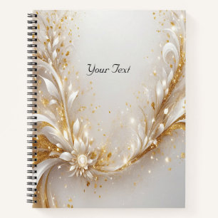 White Gold Floral Notebook