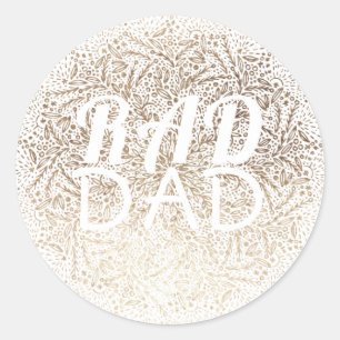 White Gold Floral RAD Formal Elegant Father's Day Classic Round Sticker