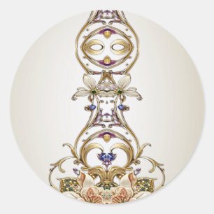 White Gold Floral Sticker