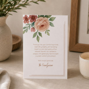 White & Gold Floral Sympathy Thank You Foil Card