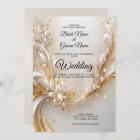 White Gold Floral Wedding Invitation