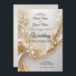 White Gold Floral Wedding Invitation<br><div class="desc">Beautiful White Gold Floral Wedding Invitation</div>