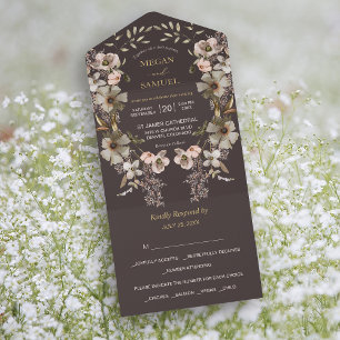 White Gold Floral Wreath Photo Template Wedding