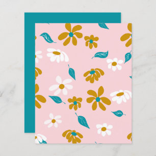 White Gold Flowers Pink Turquoise Scrapbook Paper