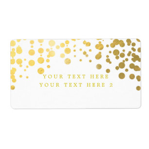 White & Gold Foil Confetti Modern Package Label