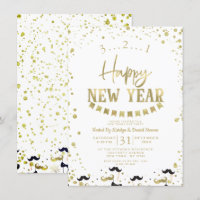 White & Gold Foil Confetti New Year's Eve Party