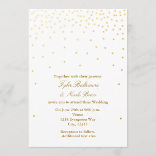 White & Gold Foil Dots Modern Wedding Invitation