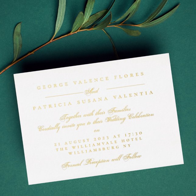 White Gold Foil Formal Calligraphy Elegant Wedding (Creator Uploaded)