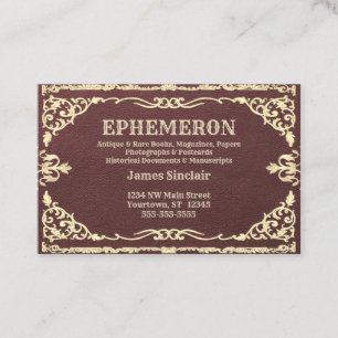 White Gold Frame on Dark Leather Texture Business Card