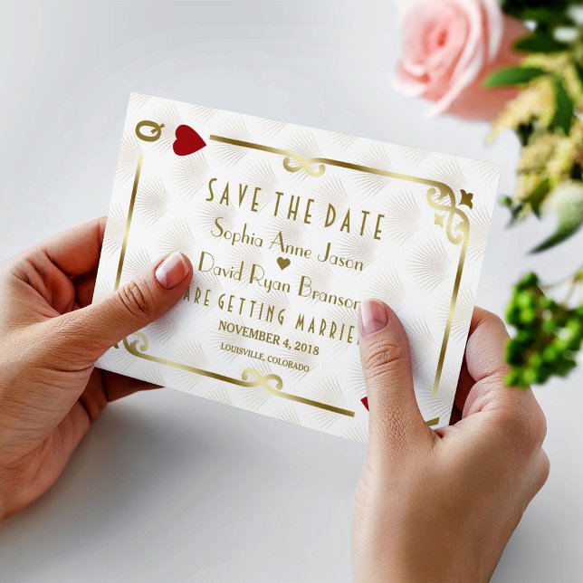 White Gold Gatsby Casino Las Vegas Poker Wedding  Save The Date (Creator Uploaded)