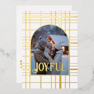 White & Gold Gingham Christmas Holiday Photo