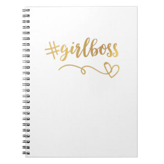 White + Gold #girlboss Notebook/Journal Spiral Notebook