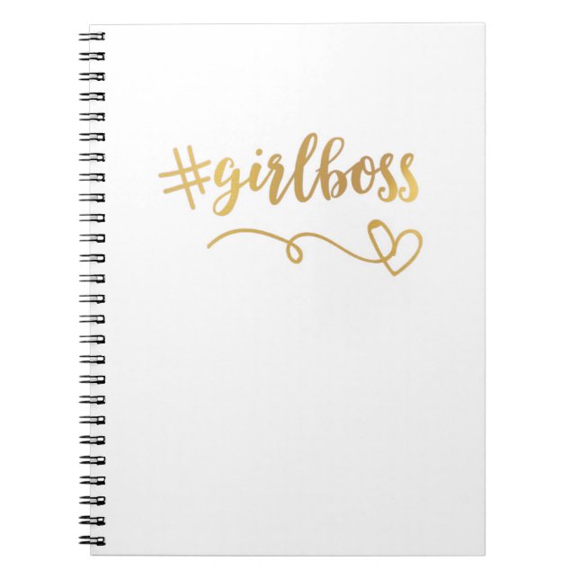 White + Gold #girlboss Notebook/Journal Spiral Notebook (Front)