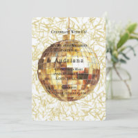 White Gold Glam Glitzy Disco Ball Birthday