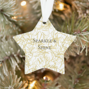 White Gold Glam Glitzy Sparkle Christmas Ornament