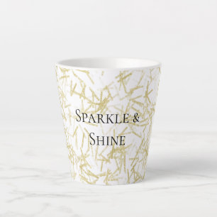 White Gold Glam Glitzy Sparkle Latte Mug
