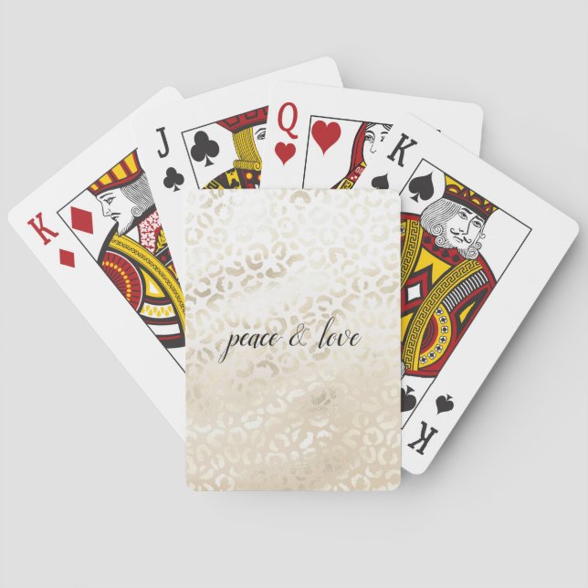 White Gold Glam Leopard Print personalised Playing Cards (Back)