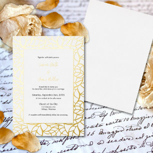 White & Gold Glamourous Leaf Pattern Wedding
