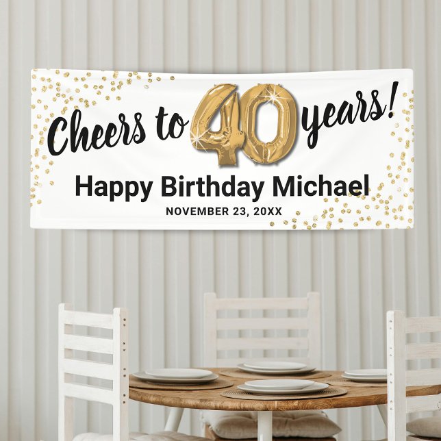 White Gold Glitter 40th Birthday Banner (Creator Uploaded)