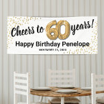 White Gold Glitter 60th Birthday Banner<br><div class="desc">Elegant sixtieth birthday party banner featuring a simple white background that can be changed to any colour,  gold sparkly glitter,  sixty gold hellium balloons,  and a modern 60th birthday celebration text template that is easy to personalise.</div>