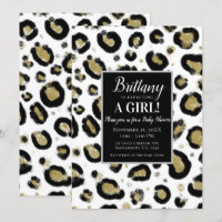 White Gold Glitter & Black Leopard Baby Shower