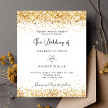 White gold glitter chic budget wedding invitation<br><div class="desc">A stylish white background.  Decorated with faux gold glitter dust. Personalise and add your names and the details.</div>