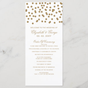 White Gold Glitter Confetti Elegant Wedding Programme