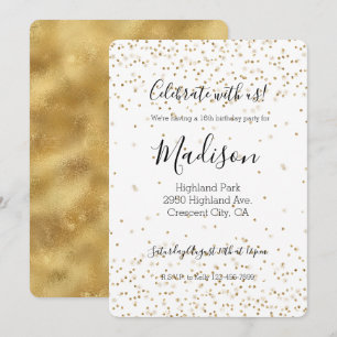 White Gold glitter confetti sparkle    Invitation