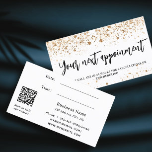 White gold glitter QR business appointment card