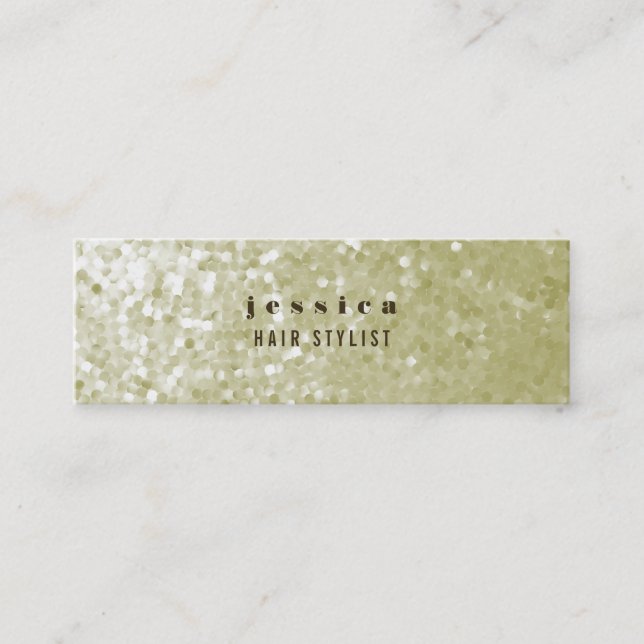 White Gold Glitter Sequin Hair Stylist Skinny Card (Front)