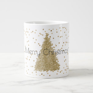 White Gold Glitter Sparkle Christmas Tree Large Coffee Mug