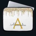 White Gold Glitter Sparkle Monogram Laptop Sleeve<br><div class="desc">White and Gold Faux Dripping Modern and Elegant Girly Glitter and Sparkle Elegant Monogram Case. This case can be customised to include your initial and first name.</div>