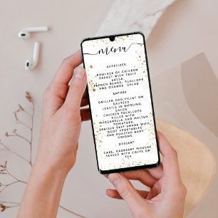 White gold glitter sparkles program menu card