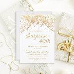 White Gold Glitter Surprise 40th Birthday Invitation<br><div class="desc">40th Surprise birthday party invitation for women with glittering gold string lights and sparkling bokeh on a white background. Because text is customisable, this invitation is designed for a lady who is celebrating any birthday. (18th, 21, st, 30th, 40th, 50th, 60th, 70th, 80th, 90th, 100th... .or any age). Text, fonts...</div>