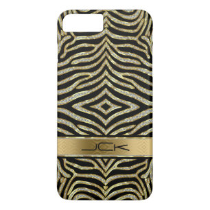 White & Gold Glitter With Black Zebra Stripes Case-Mate iPhone Case