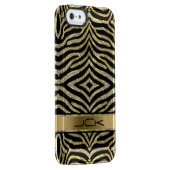 White & Gold Glitter With Black Zebra Stripes Uncommon iPhone Case (Back/Right)