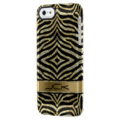 White & Gold Glitter With Black Zebra Stripes Uncommon iPhone Case (Back Left)
