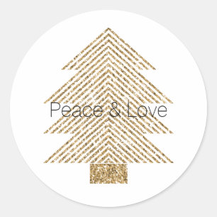 White Gold Glitzy Glitter Christmas Tree      Classic Round Sticker
